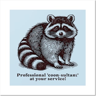 Vintage Textured Raccoon Consultant – Unique Animal Humor in Retro design Tee Posters and Art